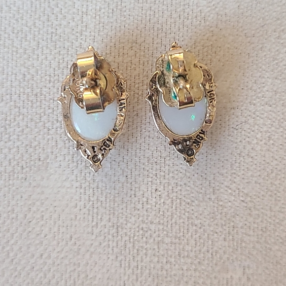 14k Gold & Opal Earrings - Picture 4 of 4